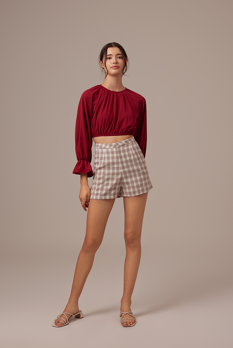 Doris Raglan Sleeves Top in Maroon