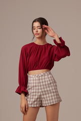 Doris Raglan Sleeves Top in Maroon