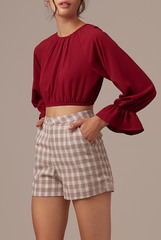 Doris Raglan Sleeves Top in Maroon