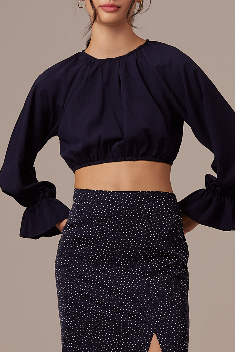 Doris Raglan Sleeves Top in Navy Blue