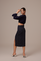 Doris Raglan Sleeves Top in Navy Blue