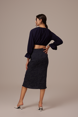 Doris Raglan Sleeves Top in Navy Blue