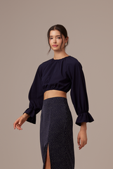 Doris Raglan Sleeves Top in Navy Blue