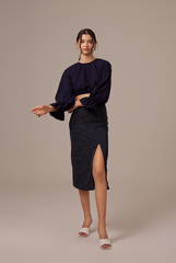 Doris Raglan Sleeves Top in Navy Blue
