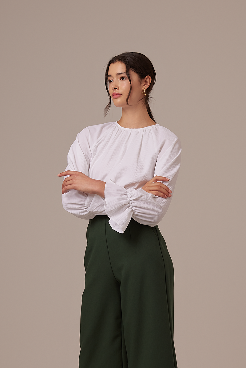 Doris Raglan Sleeves Top in White