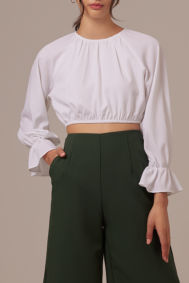 Doris Raglan Sleeves Top in White