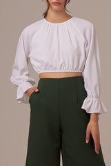 Doris Raglan Sleeves Top in White