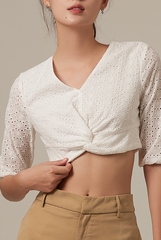 Mckenzie Eyelet Crop Top in White