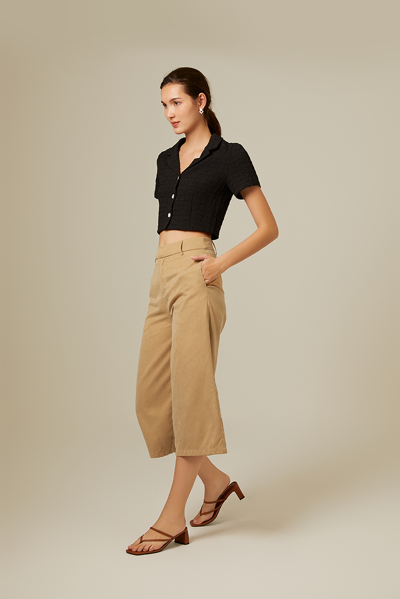 Tanilyn Crop Textured Top in Black