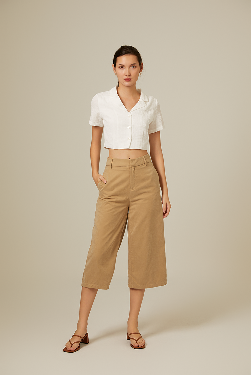 Tanilyn Crop Textured Top in White