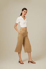Tanilyn Crop Textured Top in White