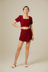 Shelby Textured Crop Top in Burgundy