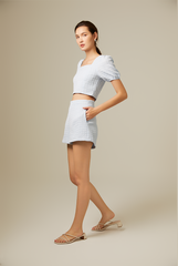 Shelby Textured Crop Top in Pale Blue