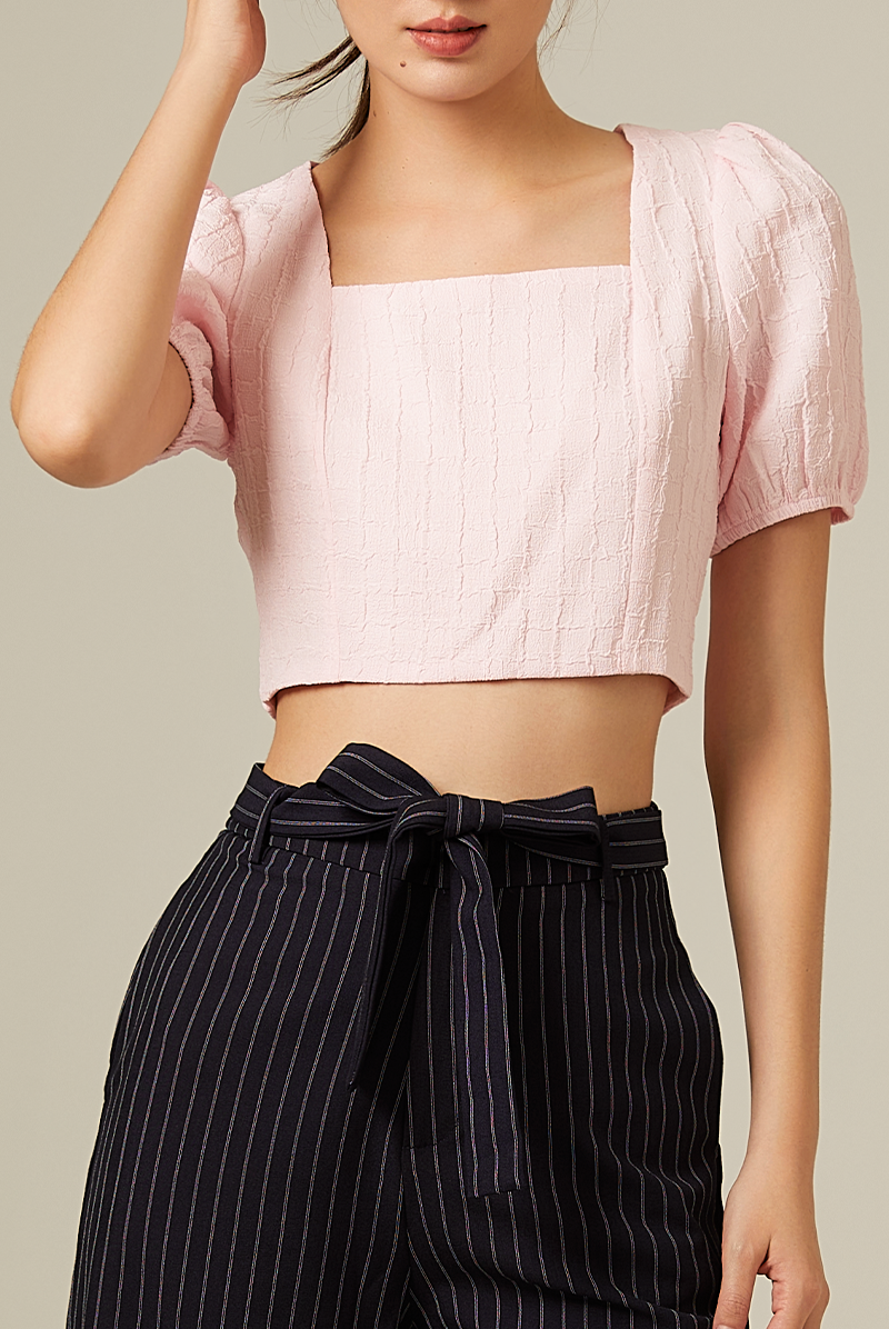 Shelby Textured Crop Top in Pink