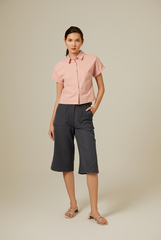 Terecia Collared Button Down Top in Blush