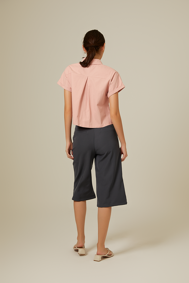 Terecia Collared Button Down Top in Blush