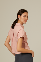 Terecia Collared Button Down Top in Blush