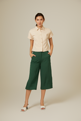 Terecia Collared Button Down Top in Oatmeal
