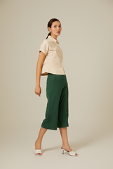 Terecia Collared Button Down Top in Oatmeal