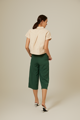 Terecia Collared Button Down Top in Oatmeal