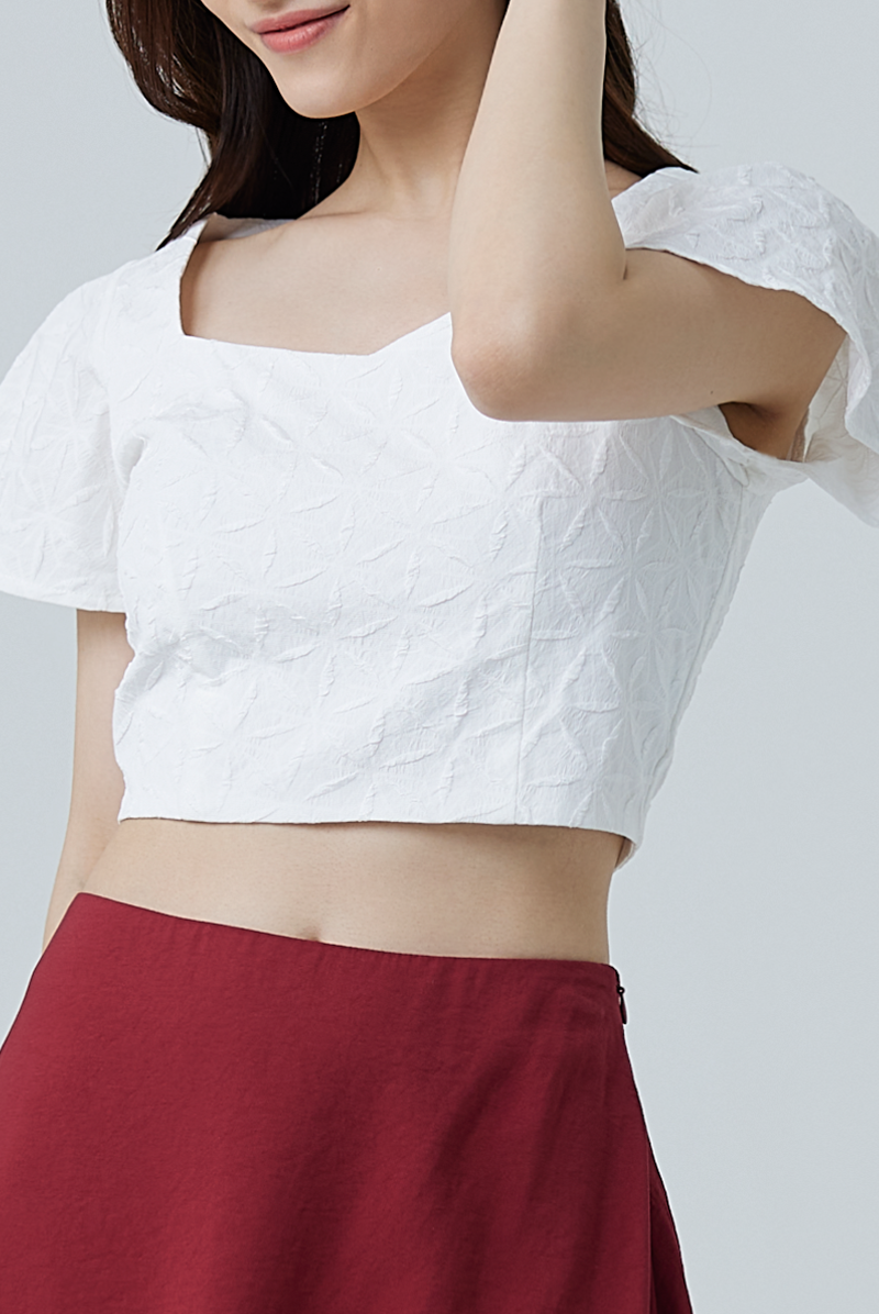 Arika Sweetheart Crop Top in White