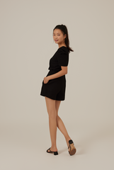 Amalia Ribbed Textured Top in Black