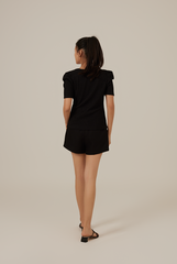 Amalia Ribbed Textured Top in Black