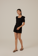 Amalia Ribbed Textured Top in Black