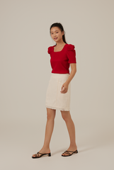 Amalia Ribbed Textured Top in Cherry