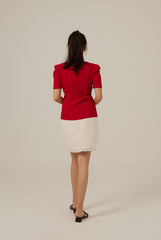 Amalia Ribbed Textured Top in Cherry