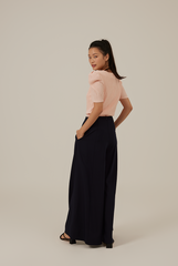 Amalia Ribbed Textured Top in Powder