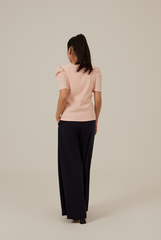 Amalia Ribbed Textured Top in Powder
