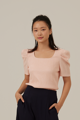 Amalia Ribbed Textured Top in Powder