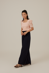 Amalia Ribbed Textured Top in Powder