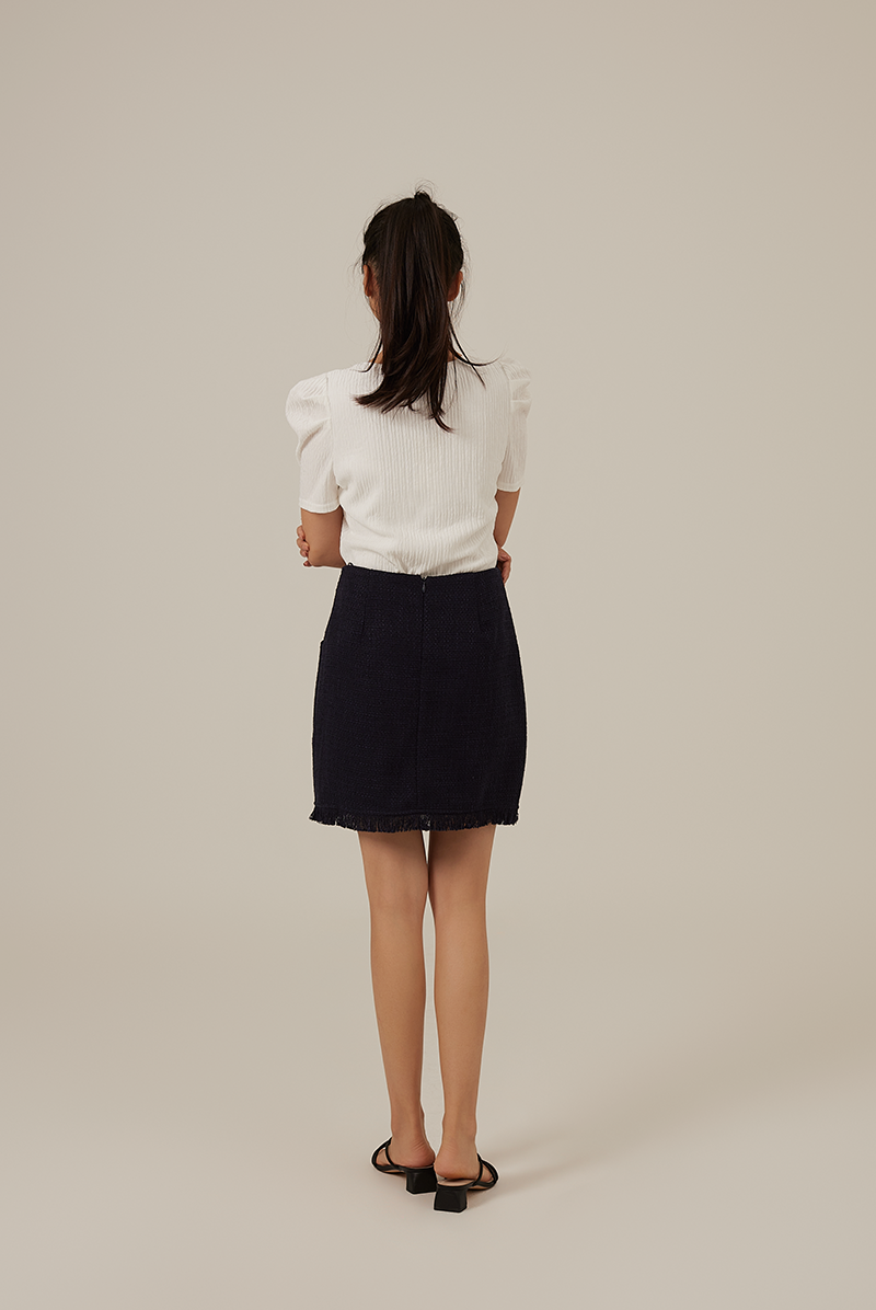 Amalia Ribbed Textured Top in White