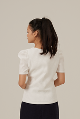Amalia Ribbed Textured Top in White