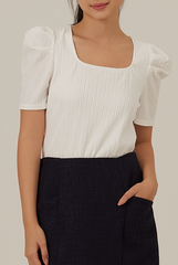 Amalia Ribbed Textured Top in White
