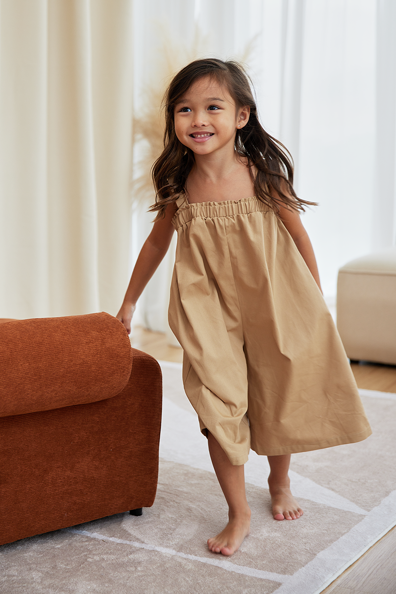 KIDS Mikayla Ruched Jumpsuit in Khaki