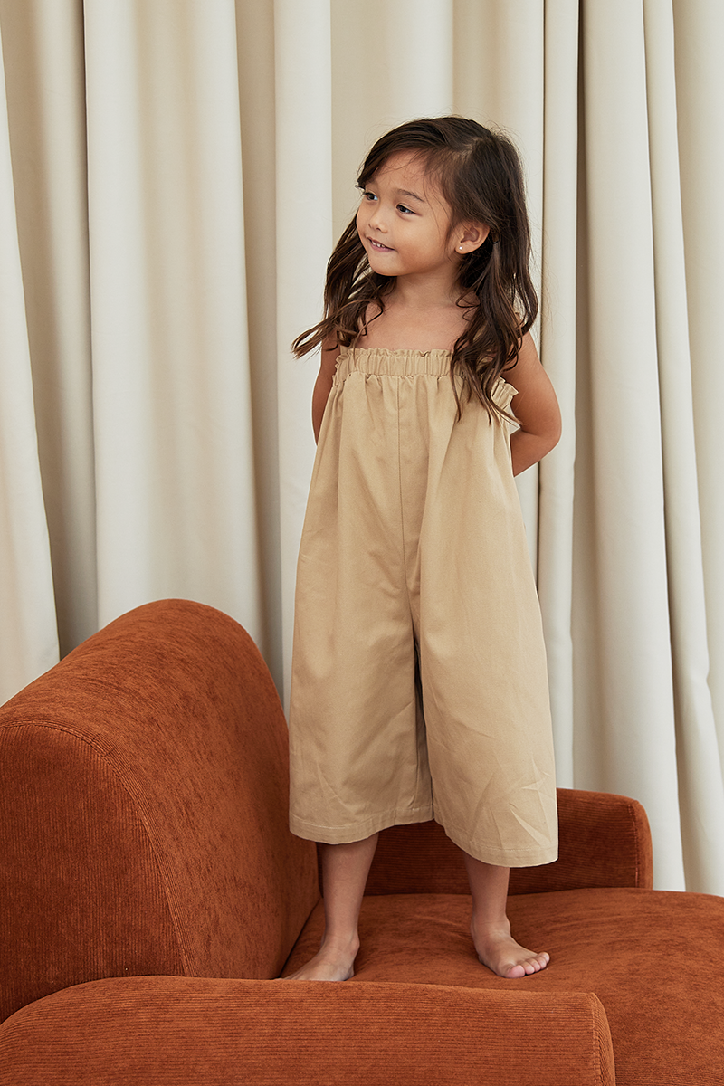 KIDS Mikayla Ruched Jumpsuit in Khaki