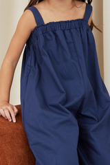 KIDS Mikayla Ruched Jumpsuit in Navy Blue
