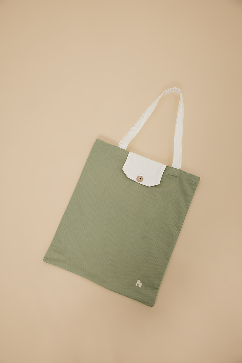 Foldable Tote Bag in Sage Green