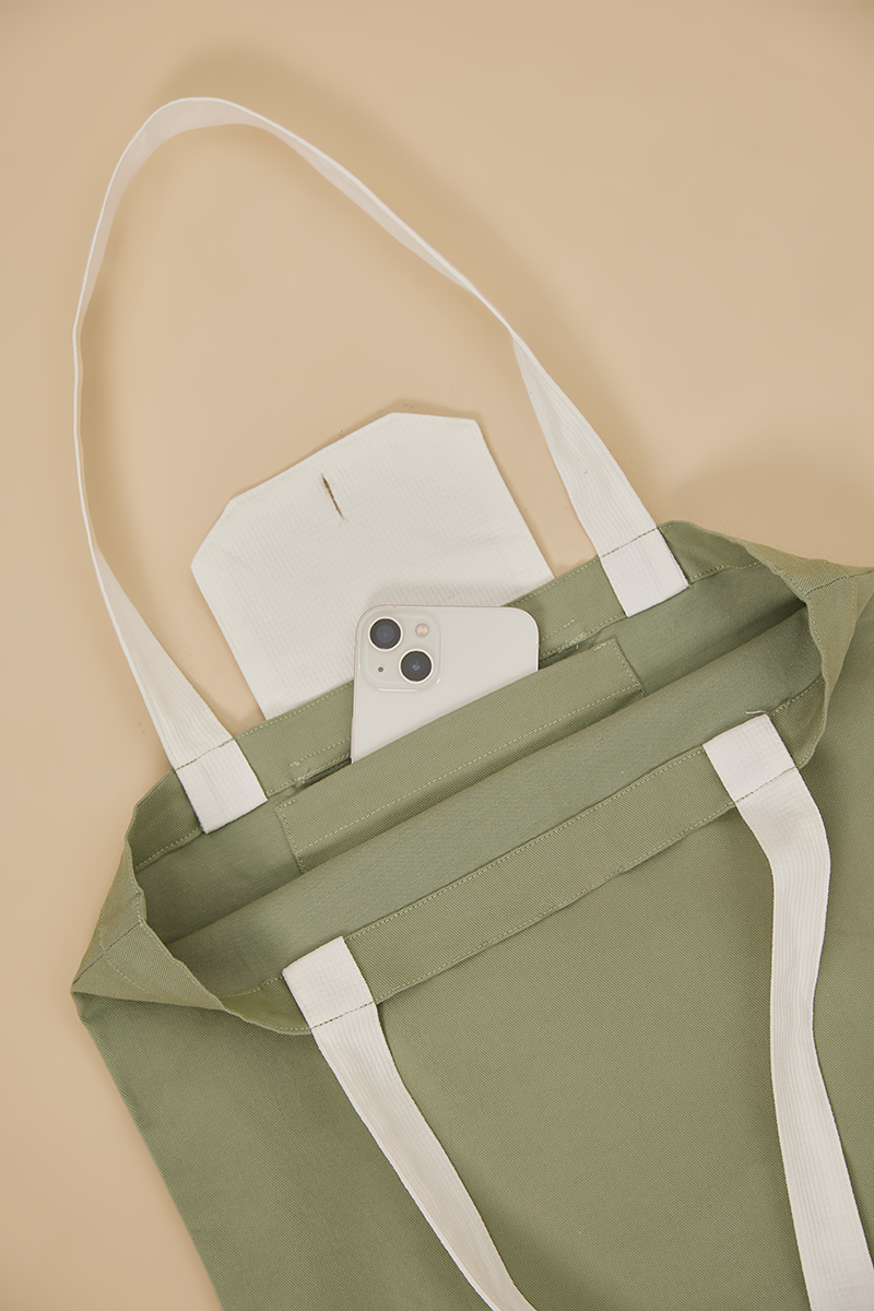 Foldable Tote Bag in Sage Green
