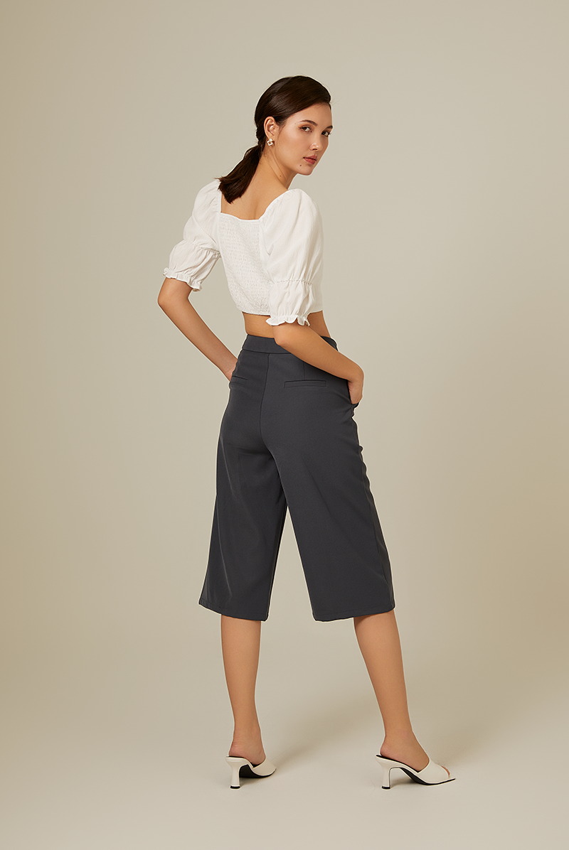 Maelyn Cropped Culottes in Charcoal