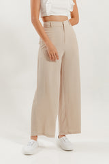 Mina Straight Leg Pants in Beige