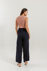 Mina Straight Leg Pants in Navy Blue