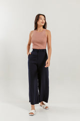Mina Straight Leg Pants in Navy Blue