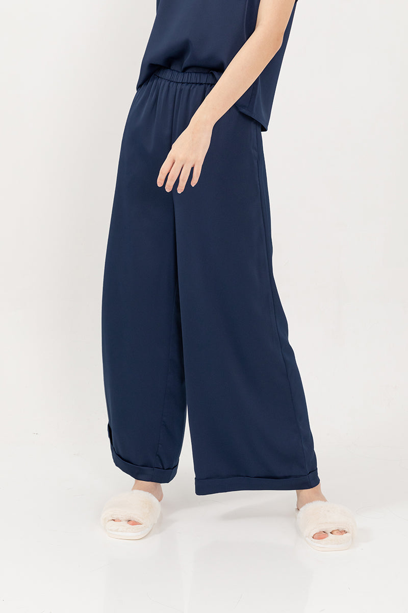 Anne Elasticated Lounge Pants in Navy Blue
