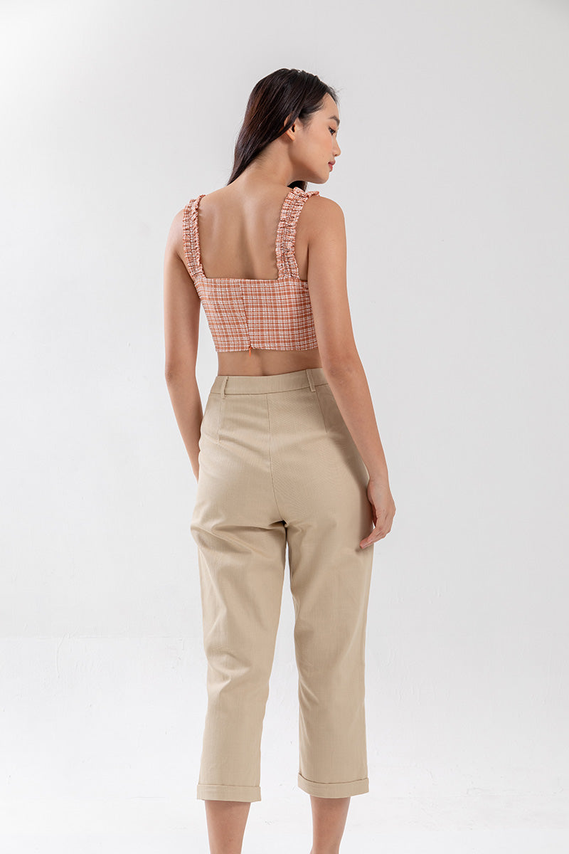 Vera Straight Leg Pants in Beige