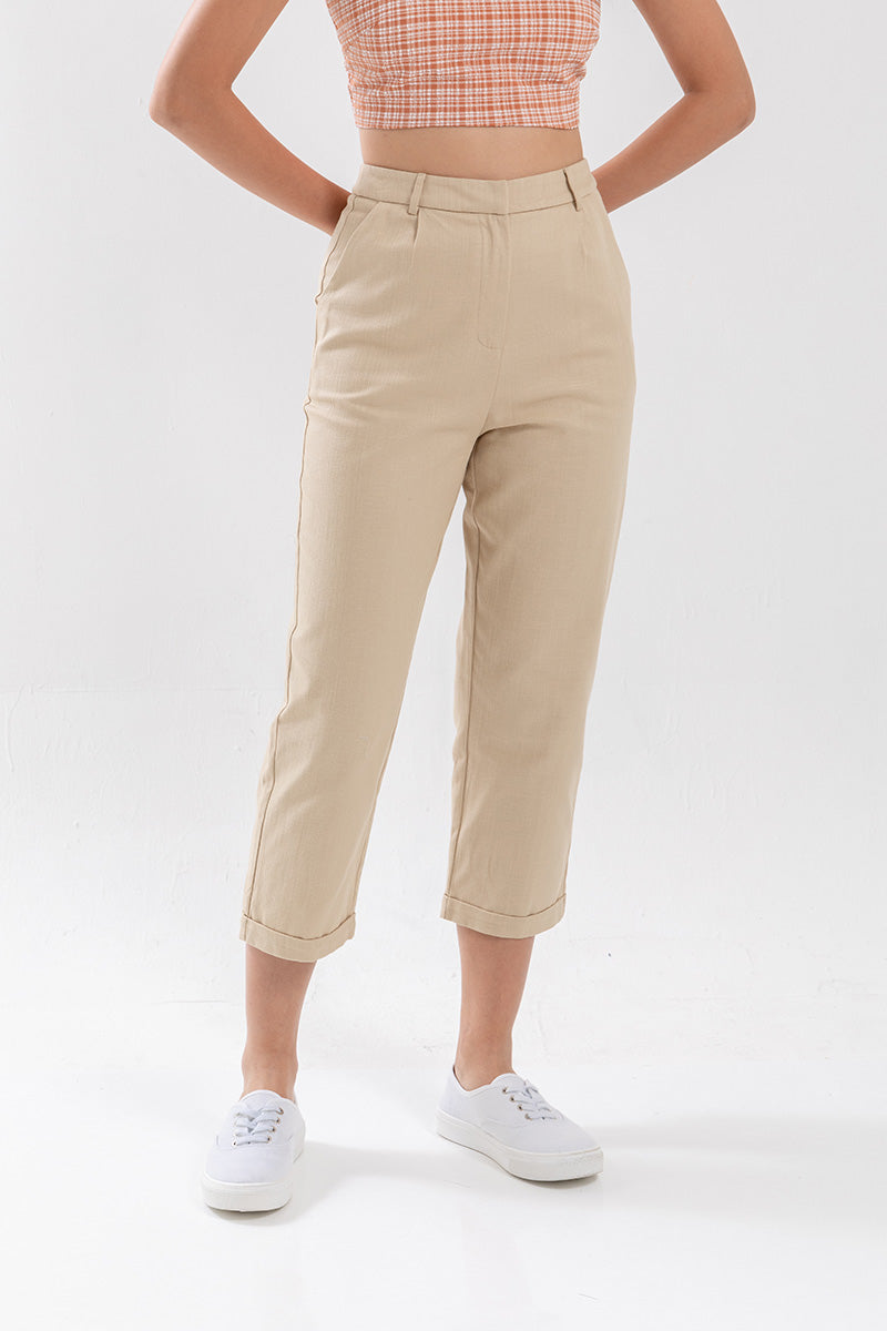 Vera Straight Leg Pants in Beige