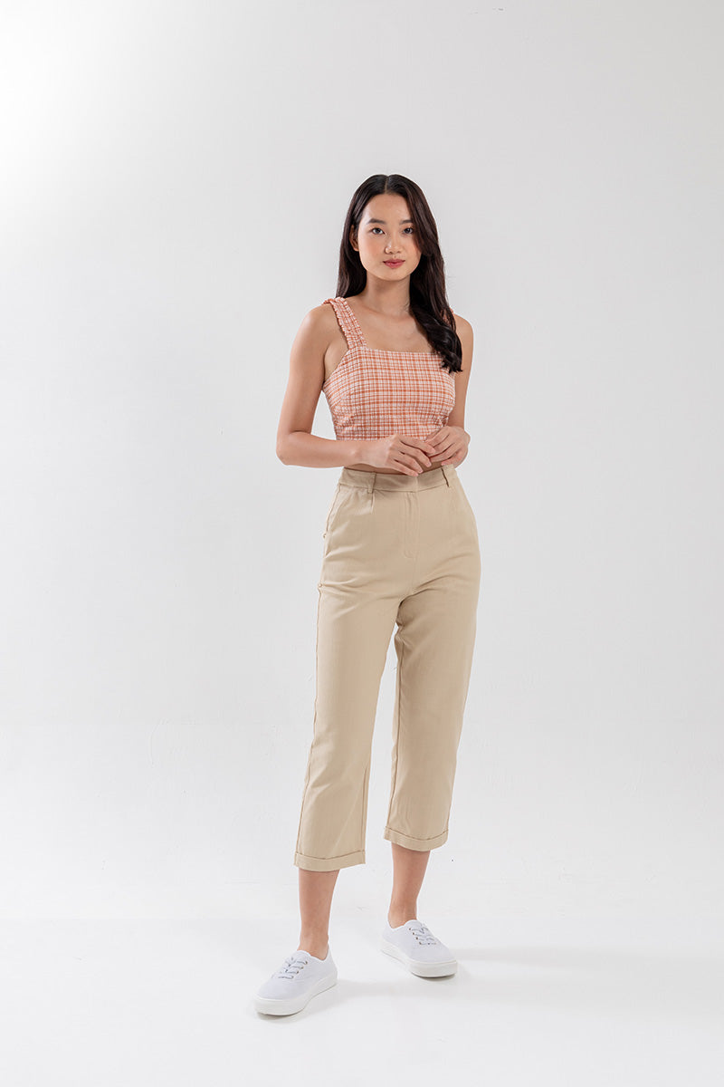 Vera Straight Leg Pants in Beige